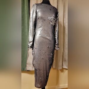 Elegant Silver Sequin Dress